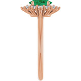 14K Gold Emerald Lab-Grown Emerald & Lab-Grown Diamond Halo-Style Ring - Rose Gold - view 4