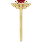10K Gold Emerald Lab-Grown Ruby & Lab-Grown Diamond Halo-Style Ring - Yellow Gold - view 4