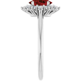 10K Gold Emerald Natural Mozambique Garnet & Lab-Grown Diamond Halo-Style Ring - White Gold - view 4