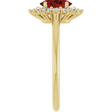 10K Gold Emerald Natural Mozambique Garnet & Lab-Grown Diamond Halo-Style Ring - Yellow Gold - view 4
