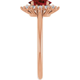 14K Gold Emerald Natural Mozambique Garnet & Lab-Grown Diamond Halo-Style Ring - Rose Gold - view 4