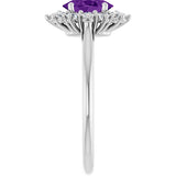 10K Gold Emerald Natural Amethyst & Lab-Grown Diamond Halo-Style Ring - White Gold - view 4