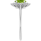 10K Gold Emerald Natural Peridot & Lab-Grown Diamond Halo-Style Ring - White Gold - view 4