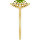 10K Gold Emerald Natural Peridot & Lab-Grown Diamond Halo-Style Ring - Yellow Gold - view 4