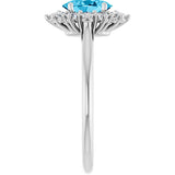 Platinum Emerald Lab-Grown Diamond Halo-Style Ring - view 4