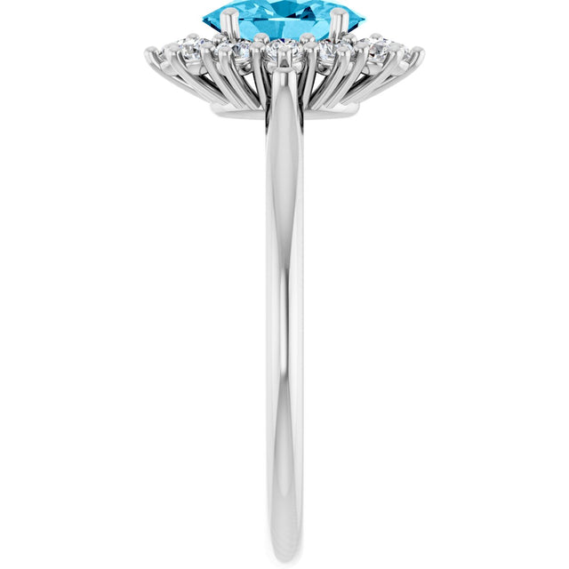Platinum Emerald Lab-Grown Diamond Halo-Style Ring - view 4