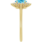 14K Gold Emerald Lab-Grown Diamond Halo-Style Ring - Yellow Gold - view 4