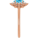 14K Gold Emerald Lab-Grown Diamond Halo-Style Ring - Rose Gold - view 4