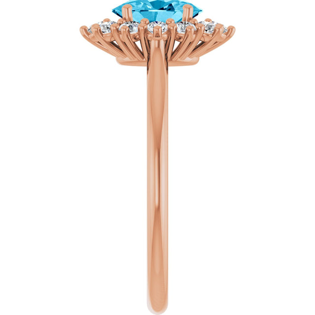 14K Gold Emerald Lab-Grown Diamond Halo-Style Ring - Rose Gold - view 4