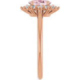 14K Gold Oval Natural Pink Morganite & Natural Diamond Halo-Style Ring – 7mm Stones - Rose Gold - view 4