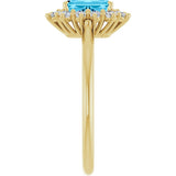 10K Gold Emerald Lab-Grown Diamond Halo-Style Ring - Yellow Gold - view 4
