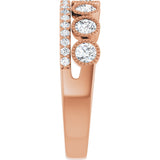 14K Gold Round Lab-Grown Diamond Granulated Ring - Rose Gold - view 14