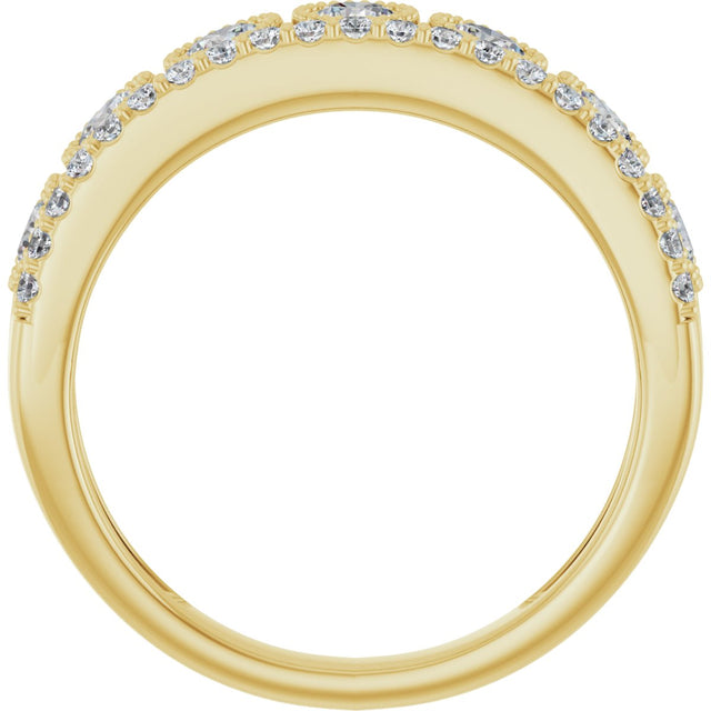 14K Gold Round Lab-Grown Diamond Granulated Ring - Yellow Gold - view 12