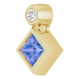 14K Gold Square Natural Tanzanite Bezel-Set Necklace or Slide Pendant - Yellow Gold - view 5