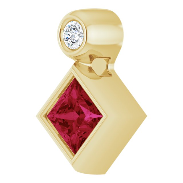 14K Gold Oval Natural Ruby Bezel-Set Necklace or Slide Pendant - Yellow Gold - view 5