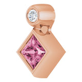 14K Gold Oval Natural Pink Tourmaline Bezel-Set Necklace or Slide Pendant - Rose Gold - view 5