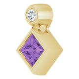 14K Gold Oval Natural Amethyst Bezel-Set Necklace or Slide Pendant - Yellow Gold - view 5