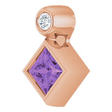 14K Gold Oval Natural Amethyst Bezel-Set Necklace or Slide Pendant - Rose Gold - view 5