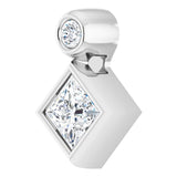 14K Gold Oval Natural White Sapphire Bezel-Set Necklace or Slide Pendant - White Gold - view 5