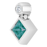 14K Gold Oval Lab-Grown Alexandrite Bezel-Set Necklace or Slide Pendant - White Gold - view 5