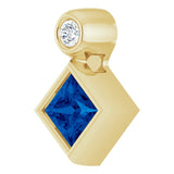 14K Gold Oval Lab-Grown Blue Sapphire Bezel-Set Necklace or Slide Pendant - Yellow Gold - view 5