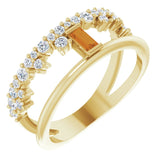 14K Gold Straight Baguette Natural Citrine & Natural Diamond Negative Space Ring - Yellow Gold