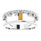 Platinum Straight Baguette Natural Citrine & Natural Diamond Negative Space Ring - view 3