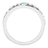 14K Gold Straight Baguette Natural London Blue Topaz & Natural Diamond Negative Space Ring – 4mm Stones - White Gold - view 2