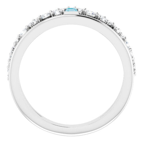 Platinum Straight Baguette Natural London Blue Topaz & Natural Diamond Negative Space Ring – 4mm Stones - view 2