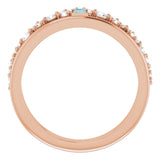 14K Gold Straight Baguette Natural London Blue Topaz & Natural Diamond Negative Space Ring – 4mm Stones - Rose Gold - view 2