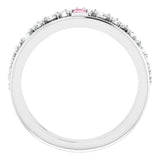 14K Gold Straight Baguette Natural Pink Tourmaline & Natural Diamond Negative Space Ring – 4x2mm - White Gold - view 2