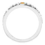 Platinum Straight Baguette Natural Citrine & Natural Diamond Negative Space Ring - view 2