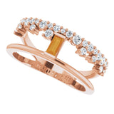 14K Gold Straight Baguette Natural Citrine & Natural Diamond Negative Space Ring - Rose Gold - view 5