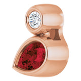 14K Gold Oval Natural Mozambique Garnet Bezel-Set Necklace or Slide Pendant - Rose Gold - view 7