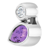 14K Gold Oval Natural Amethyst Bezel-Set Necklace or Slide Pendant - White Gold - view 5