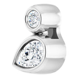 14K Gold Oval Natural White Sapphire Bezel-Set Necklace or Slide Pendant - White Gold - view 5