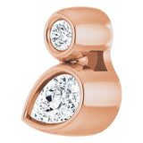 14K Gold Oval Natural White Sapphire Bezel-Set Necklace or Slide Pendant - Rose Gold - view 7