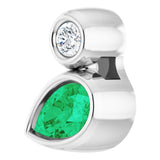 14K Gold Oval Lab-Grown Emerald Bezel-Set Necklace or Slide Pendant - White Gold - view 5