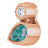 14K Gold Oval Lab-Grown Alexandrite Bezel-Set Necklace or Slide Pendant - Rose Gold - view 7