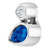 14K Gold Oval Lab-Grown Blue Sapphire Bezel-Set Necklace or Slide Pendant - White Gold - view 5