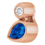 14K Gold Oval Lab-Grown Blue Sapphire Bezel-Set Necklace or Slide Pendant - Rose Gold - view 7