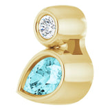 14K Gold Oval Natural Blue Zircon Bezel-Set Necklace or Slide Pendant - Yellow Gold - view 5
