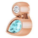 14K Gold Oval Natural Blue Zircon Bezel-Set Necklace or Slide Pendant - Rose Gold - view 7