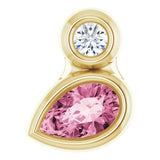 14K Gold Oval Natural Pink Tourmaline Bezel-Set Necklace or Slide Pendant - Yellow Gold - view 4