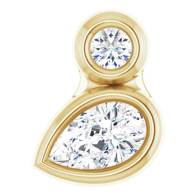 14K Gold Oval Natural White Sapphire Bezel-Set Necklace or Slide Pendant - Yellow Gold - view 4