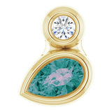 14K Gold Oval Lab-Grown Alexandrite Bezel-Set Necklace or Slide Pendant - Yellow Gold - view 4