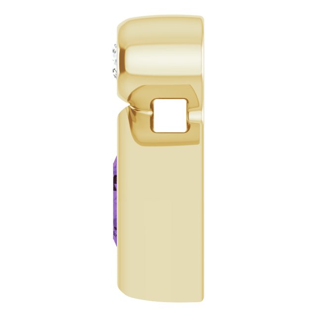 14K Gold Oval Natural Amethyst Bezel-Set Necklace or Slide Pendant - Yellow Gold - view 6