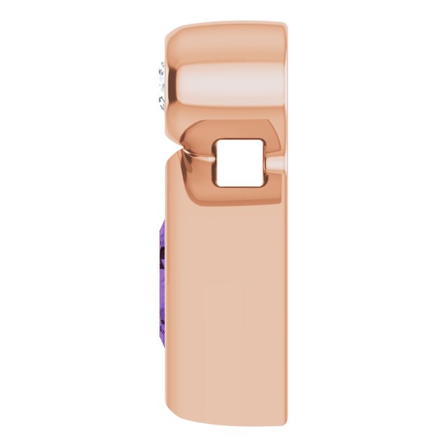 14K Gold Oval Natural Amethyst Bezel-Set Necklace or Slide Pendant - Rose Gold - view 6