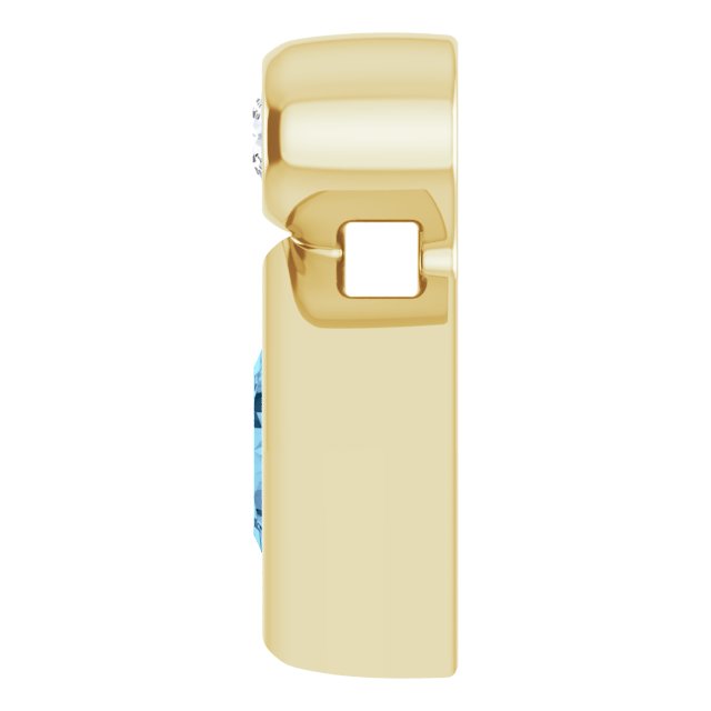 14K Gold Oval Natural Aquamarine Bezel-Set Necklace or Slide Pendant - Yellow Gold - view 6