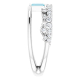 14K Gold Straight Baguette Natural London Blue Topaz & Natural Diamond Negative Space Ring – 4mm Stones - White Gold - view 4